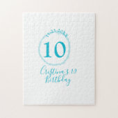 Turquoise circle. Round glitter 10th birthday bold ジグソーパズル (縦)