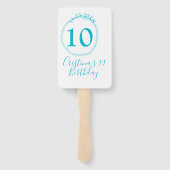 Turquoise circle. Round glitter 10th birthday bold ハンドファン (裏面)