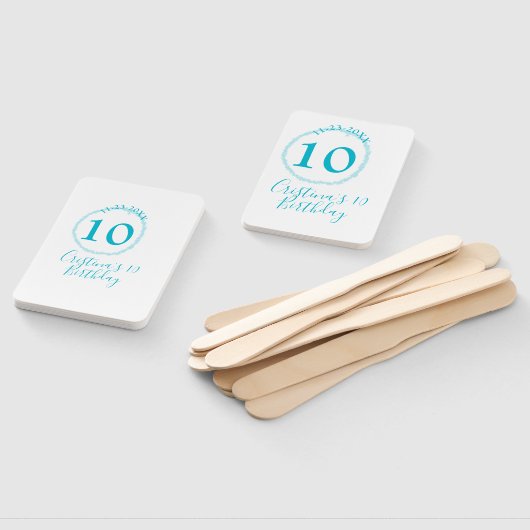 Turquoise circle. Round glitter 10th birthday bold ハンドファン (組立なし)