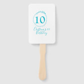 Turquoise circle. Round glitter 10th birthday bold ハンドファン (正面)