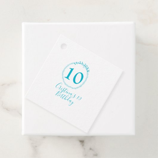 Turquoise circle. Round glitter 10th birthday bold フェイバータグ (インサイチュ)