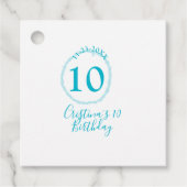 Turquoise circle. Round glitter 10th birthday bold フェイバータグ (正面)