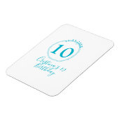 Turquoise circle. Round glitter 10th birthday bold マグネット (左側)