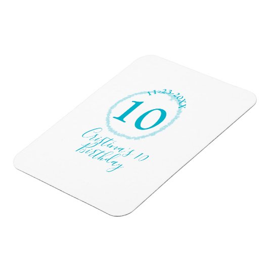 Turquoise circle. Round glitter 10th birthday bold マグネット (左側)