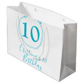 Turquoise circle. Round glitter 10th birthday bold ラージペーパーバッグ (裏面アングル)