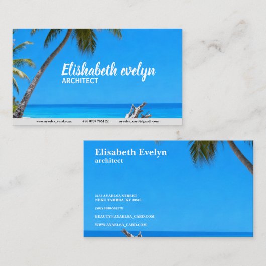 Turquoise Coast: Palms & Weathered Wood 名刺 (正面/裏面)