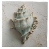 Turquoise Coastal Conch Shell Art タイル (正面)