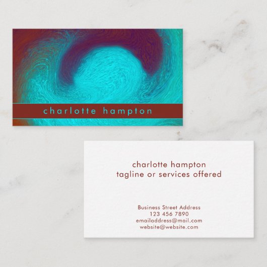 Turquoise & Copper Unique Cool Groovy Custom 名刺 (正面/裏面)