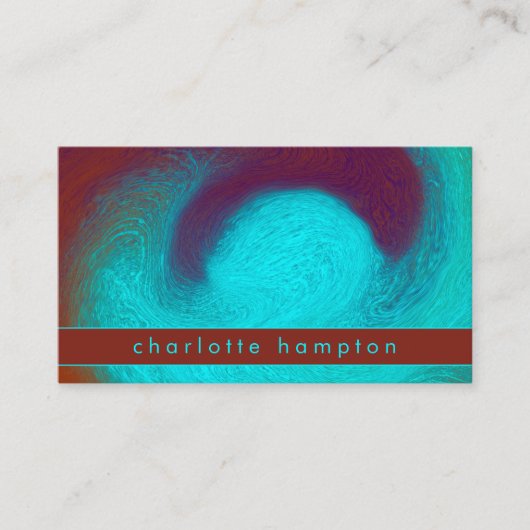 Turquoise & Copper Unique Cool Groovy Custom 名刺 (正面)