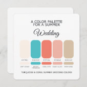 Turquoise Coral Summer Wedding Palette 2026 Card 招待状 (正面/裏面)
