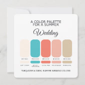 Turquoise Coral Summer Wedding Palette 2026 Card 招待状 (正面)