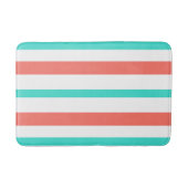 Turquoise Coral White Summer Stripes バスマット (正面)