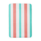 Turquoise Coral White Summer Stripes バスマット (正面縦)