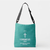 Turquoise Crosses Pattern Bible Verse Christian クロスボディバッグ (正面)
