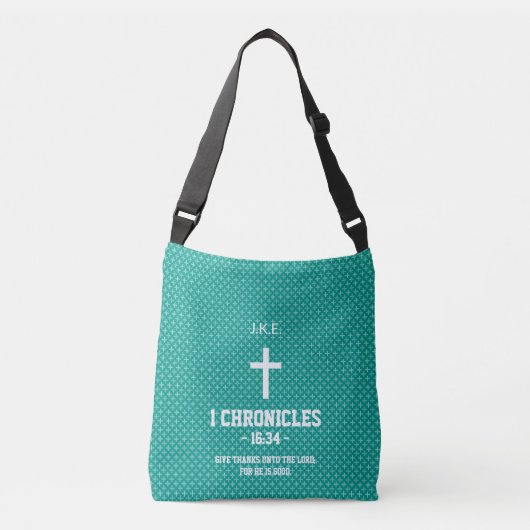 Turquoise Crosses Pattern Bible Verse Christian クロスボディバッグ (正面)