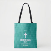 Turquoise Crosses Pattern Bible Verse Christian トートバッグ (正面)