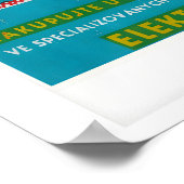 Turquoise Czech Matchbox Labels Grid Print ポスター (角)