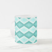 Turquoise diamond pattern フロストグラスマグカップ (正面左)