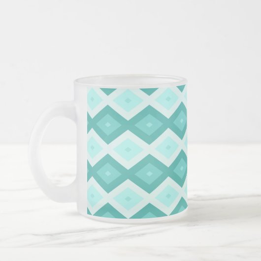 Turquoise diamond pattern フロストグラスマグカップ (左)