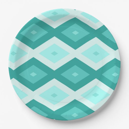 Turquoise diamond pattern ペーパープレート (正面)