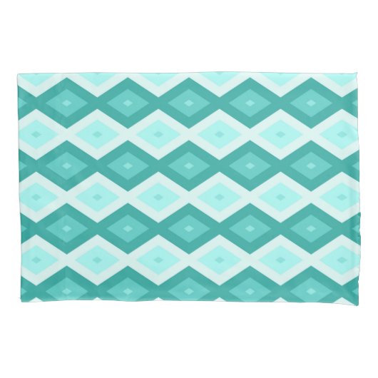 Turquoise diamond pattern 枕カバー (正面)