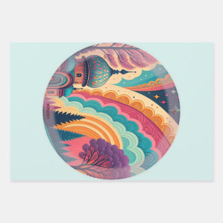 Turquoise Fantasy Wrapping Paper Set – Customize ラッピングペーパーシート