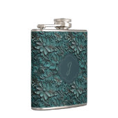Turquoise Faux Tooled Leather Vinyl  フラスク (右)