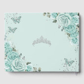 Turquoise Floral Butterflies QUINCEAÑERA 16 Photo ゲストブック (裏面)