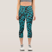Turquoise Floral Leggings カプリレギンス (正面)