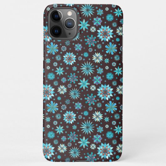 Turquoise Floral Pattern – Boho Aesthetic  iPhoneケース (裏面)
