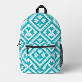 Turquoise Floral Quilt Backpack プリントバックパック (正面)