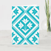 Turquoise Floral Quilt Greeting Card カード (正面)