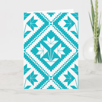 Turquoise Floral Quilt Greeting Card カード
