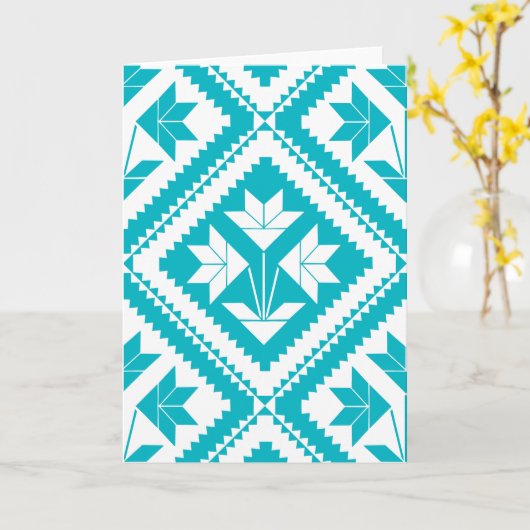 Turquoise Floral Quilt Greeting Card カード (黄色い花)