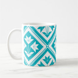Turquoise Floral Quilt Mug コーヒーマグカップ