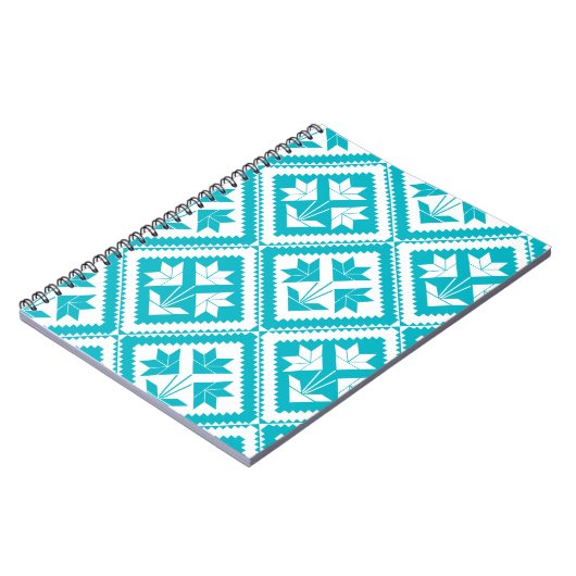 Turquoise Floral Quilt Spiral Notebook ノートブック (左側)
