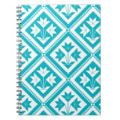 Turquoise Floral Quilt Spiral Notebook ノートブック (正面)