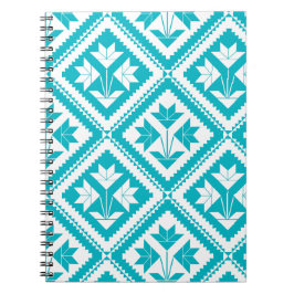 Turquoise Floral Quilt Spiral Notebook ノートブック