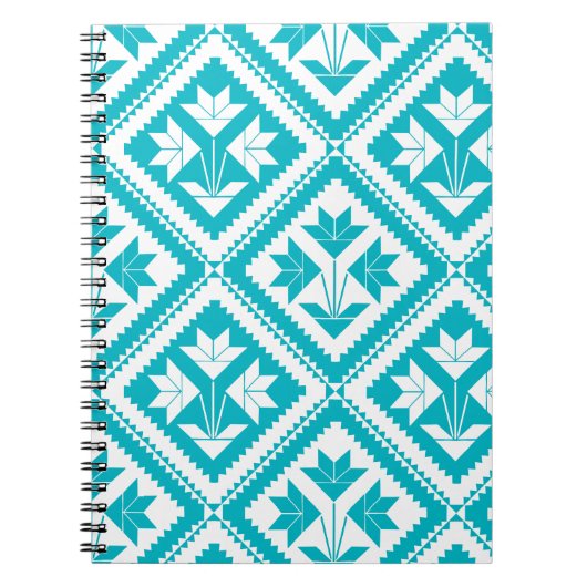 Turquoise Floral Quilt Spiral Notebook ノートブック (正面)