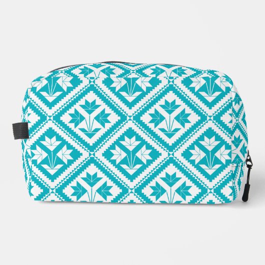 Turquoise Floral Quilt Toiletry Bag ドップキット (正面)