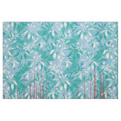 Turquoise Floral Wallpaper. Red Stem Textile ファブリック (ファットクウォーター)
