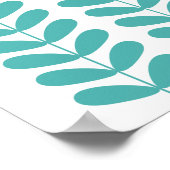 Turquoise Flower Buds Mid Century Modern Retro ポスター (角)