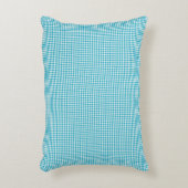 Turquoise gingham pillow displayed on a neutral  アクセントクッション (正面(垂直))