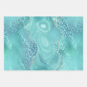 Turquoise Glam Sparkle Glitter Elegant Patterns ラッピングペーパーシート (正面2)