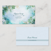 Turquoise Gold Floral Botanical Watercolor 名刺 (正面/裏面)