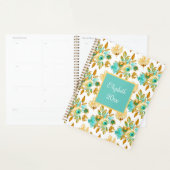 Turquoise & Gold Floral Personalized プランナー手帳 (ディスプレー)