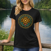 Turquoise Gold Lotus Mandala Art Boho Yoga Graphic Tシャツ