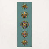 Turquoise Gold Lotus Mandala Art - Teal Meditation ヨガマット (正面)