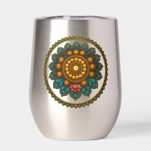 Turquoise Gold Lotus Mandala -Boho Fantasy Graphic (背面)