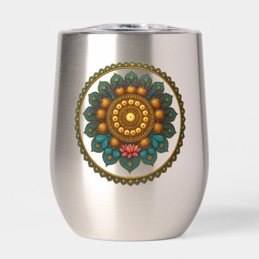 Turquoise Gold Lotus Mandala -Boho Fantasy Graphic (正面)